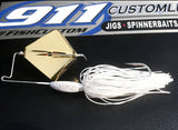 Buzzbait - Ticker - Clacker - GOLD Offset Blade - White